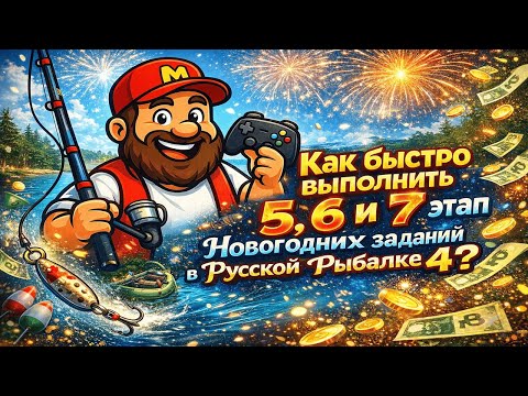 Как быстро выполнить 5, 6 и 7 этап Новогодних заданий 2026 в Русской Рыбалке 4?